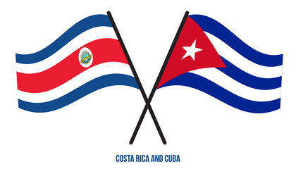 Fototapeta premium Costa Rica and Cuba Flags Crossed And Waving Flat Style. Official Proportion. Correct Colors.