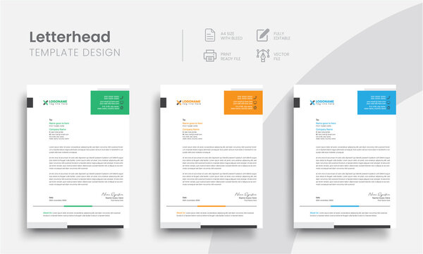 Professional simple business letterhead templates for the brand letters print set. Modern clean corporate letterhead for company stationery! Vol - 8