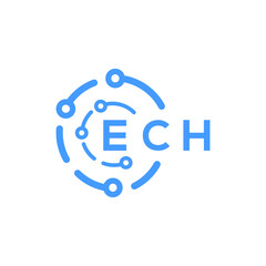 ECH technology letter logo design on white  background. ECH creative initials technology letter logo concept. ECH technology letter design.