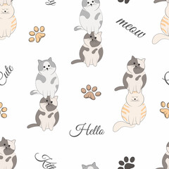 Fototapeta premium seamless pattern with cute cats animal background
