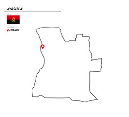 Angola political map with capital city, Luanda