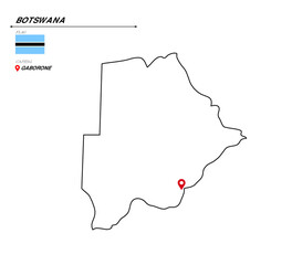 Botswana political map with capital city, Gaborone