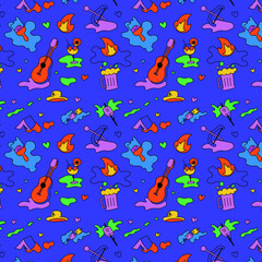 flat design summer camp pattern hand drawn with cartoon style
