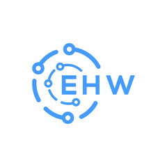 EHW technology letter logo design on white  background. EHW creative initials technology letter logo concept. EHW technology letter design.
