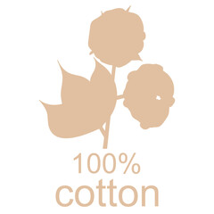 Cotton plant logo. Hand drawn wedding grass with elegant leaves. Can be used for information banners, posters, as an emblem design, logo, label, as well as for wedding, greeting, invitation cards. 