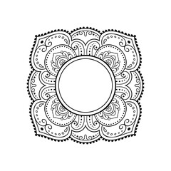 Frame in eastern tradition. Stylized with henna tattoos decorative pattern for decorating covers for book, notebook, casket, magazine, postcard and folder. Flower mandala in mehndi style.