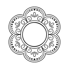Frame in eastern tradition. Stylized with henna tattoos decorative pattern for decorating covers for book, notebook, casket, magazine, postcard and folder. Flower mandala in mehndi style.