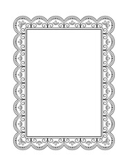 Frame in eastern tradition. Stylized with henna tattoos decorative pattern for decorating covers for book, notebook, casket, magazine, postcard and folder. Flower border in mehndi style.