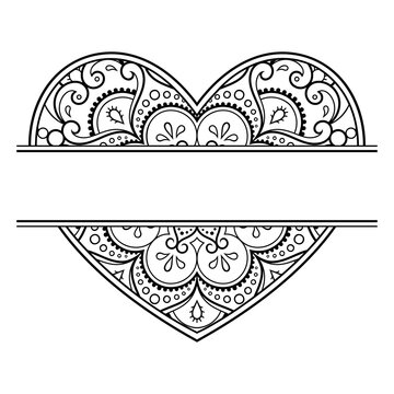 recommend clip art: Frame in eastern tradition. Stylized with henna tattoos decorative pattern for decorating covers for book, notebook, casket, magazine, postcard and folder. Flower Heart in mehndi style.