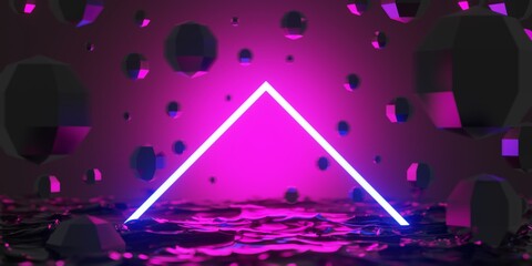 abstract backgoundtriangle of video game of scifi gaming cyberpunk, vr virtual reality simulation...