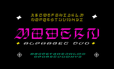 Neo gothic modern type design. Vector alphabet