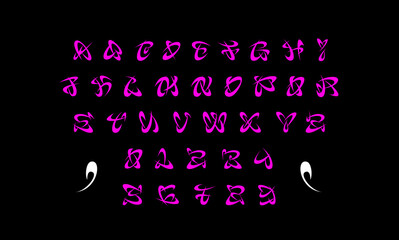 Futuristic vector font. Modern alphabet. Cyberpunk interface design
