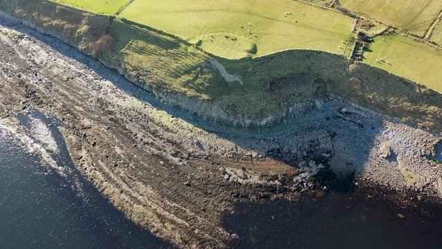 Aerial view of the Ballysaggart Ringfort at St Johns Point in County Donegal - Ireland.