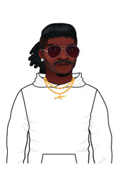 cool guy man with glasses and dreadlocks and goldchain with ak47