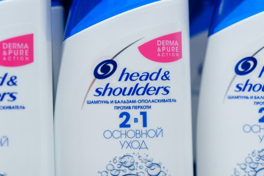 Tyumen, Russia-April 17, 2022: Head and Shoulders Classic. Sale of shampoo in a hypermarket. Selective focus