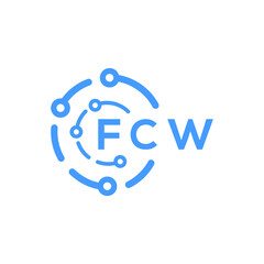 FCW technology letter logo design on white  background. FCW creative initials technology letter logo concept. FCW technology letter design.