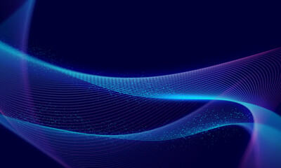 abstract wave technology background with blue light smooth and flow.