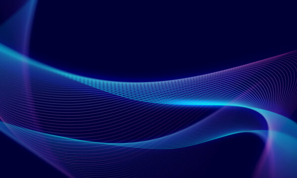 abstract wave technology background with blue light smooth and flow. © PTC_KICKCAT