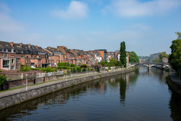 Fototapeta na wymiar River bank of the Sambre, Namur, Belgium.