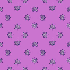 Leaves maple engraved seamless pattern. Vintage background botanical with canadian foliage in hand drawn style.