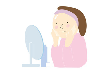 お手入れする女性