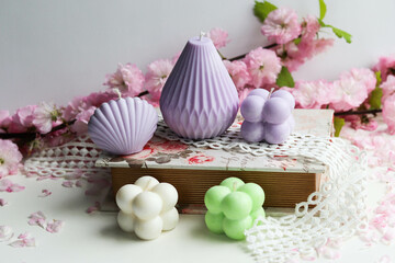 set of handmade soy candles. interior candles made of natural soy wax