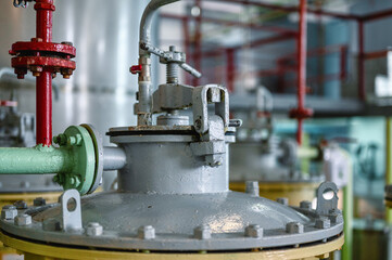 Sand and coal filtration columns at alcohol production plant