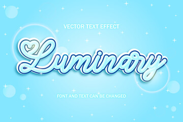 luminary blue sky sparkling cartoon editable text effect text style