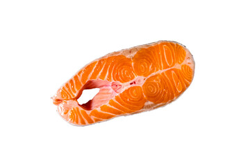 Steak fish salmon isolated on white backgrounds