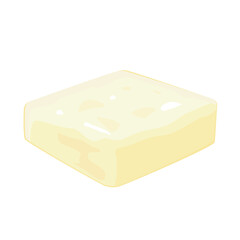 Tofu isolated on white background. Vector of shabu-sukiyaki  ingredients.