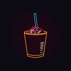 Glowing neon line Milkshake icon isolated on black background