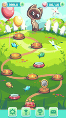 Cats picnic map levels field cute funny brown cat