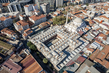 Fototapeta na wymiar Izmir City Centre Drone Photo, Kemeralti Konak, Izmir Turkey