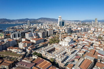 Obraz premium Izmir City Centre Drone Photo, Kemeralti Konak, Izmir Turkey
