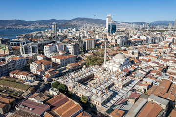 Obraz premium Izmir City Centre Drone Photo, Kemeralti Konak, Izmir Turkey