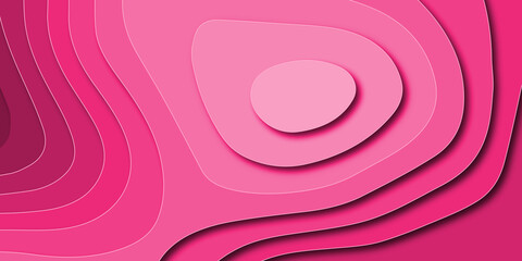 Luxury pink abstract papercut background with 3d geometry circles. Orange paper cut banner with 3D slime abstract background and orange waves layers.