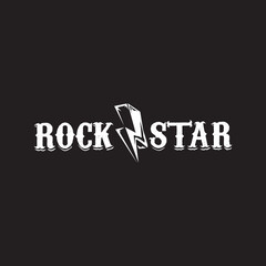 vintage yellow rock star print isolated on grunge grey background. Vector Grunge Rock star emblem,logo and label concept design template for printing on t shirt