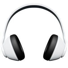 White  classic headphones isolated 3d rendaring.  Headphone icon illustration. Audio technology.
