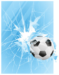 Soccer ball and broken glass