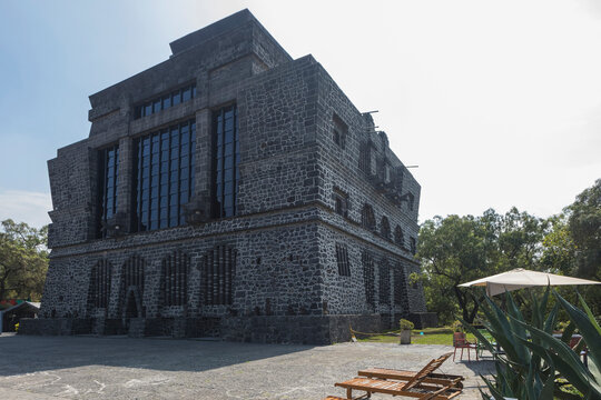 Mexico City, CDMX, Mexico, OCT 23 2021, architectural details of the Diego Rivera Anahuacalli Museum