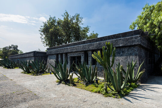 Mexico City, CDMX, Mexico, OCT 23 2021, architectural details of the Diego Rivera Anahuacalli Museum
