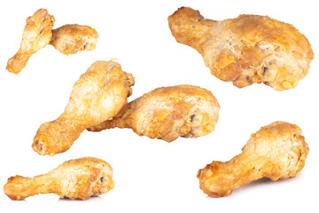 chicken drumstick fried isolated on white background