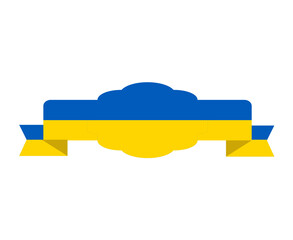 Ukraine Flag Ribbon Emblem Symbol Design National Europe Icon Vector Abstract illustration