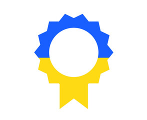 Ukraine Flag Medal Emblem Ribbon National Europe Design Symbol Vector Abstract illustration