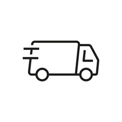Fast shipping delivery truck flat vector icon