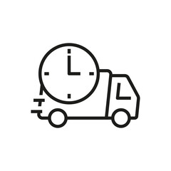 Truck delivery time icon. Outline truck delivery time vector