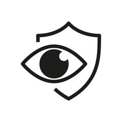 Shield with eyes icon. Eye protection vector. Safety sign eye protection. Preservation vision.