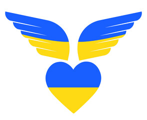Ukraine Emblem Flag Heart And Wings Symbol National Europe Abstract Vector illustration Design