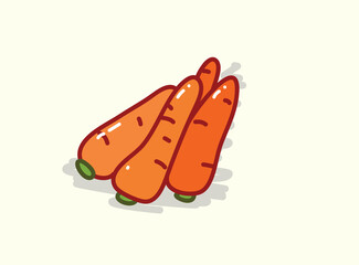 Cute healthy orange red carrots in flat cartoonish vector illustration art design