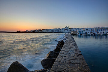 The wharf of the Naousa village in Paros, Cyclades, Greece